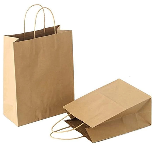 Custom Customizable Kraft Paper Bags Handles Reusable Grocery